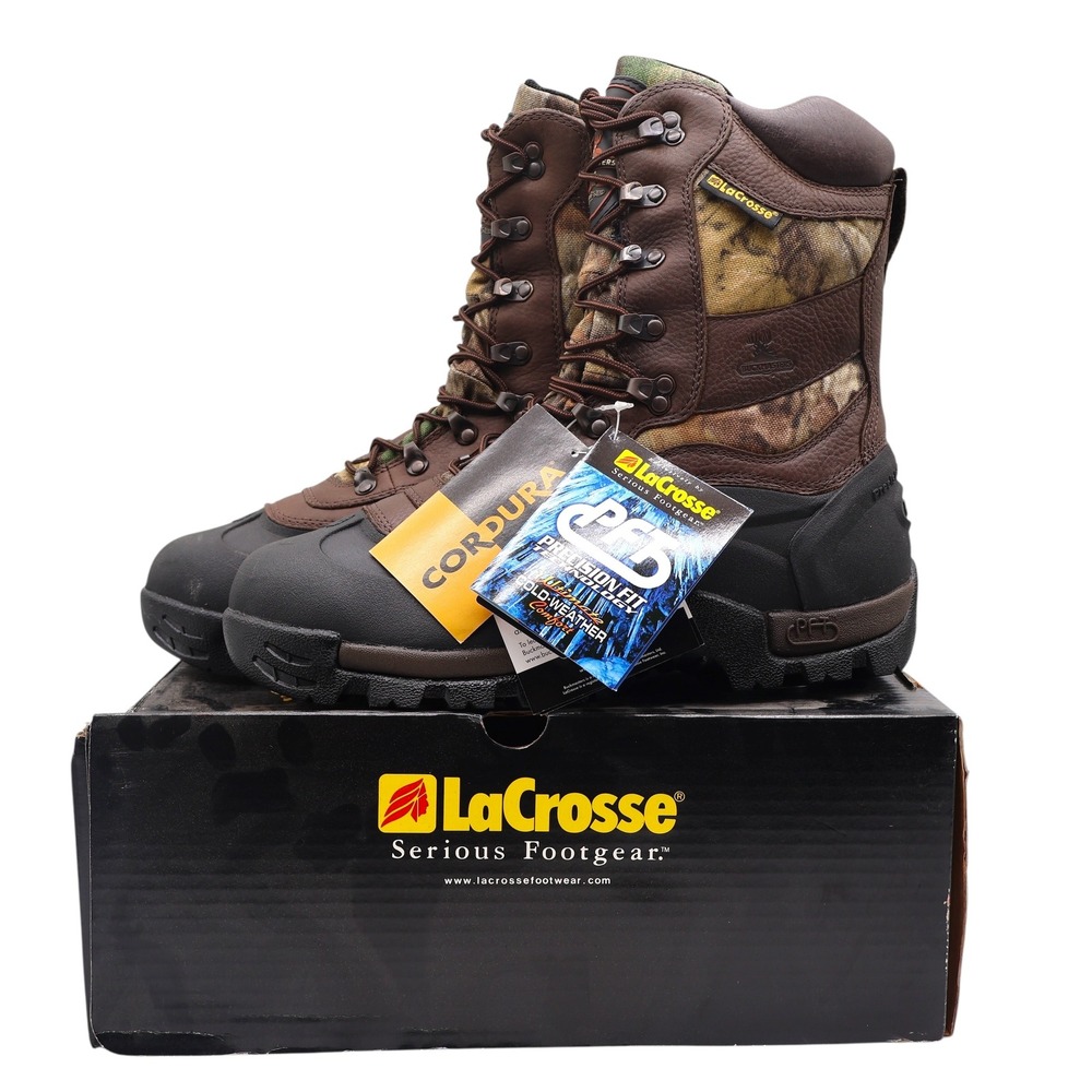 LaCrosse Buckmaster 600 Hunting Boots Mens 12W Camo Leather 600g Thinsulate NEW